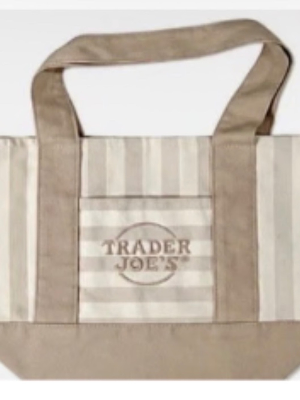 Trader Joe's Striped Mini Tote Bag Beige NWT